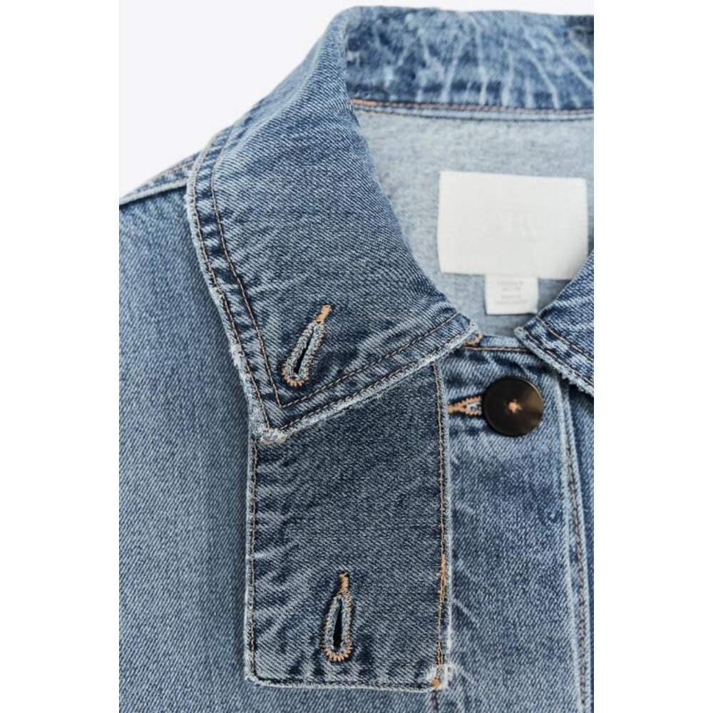ZARA TRF HIGH NECK DENIM JACKET - Picture 8 of 8